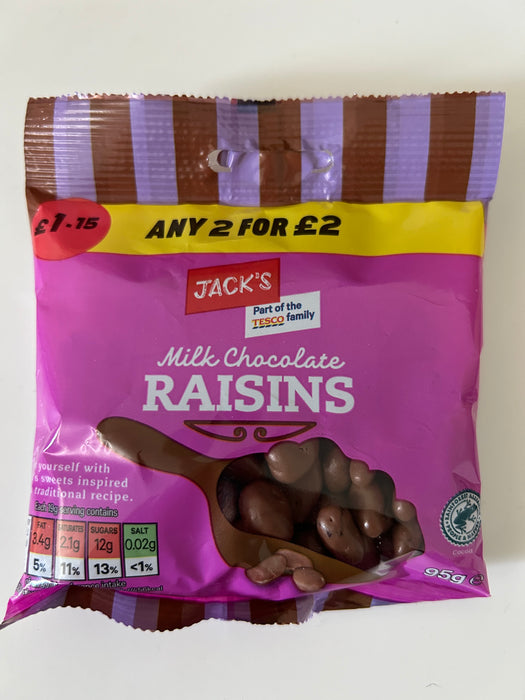 Jack's Milk Chocolate Raisins - 95g