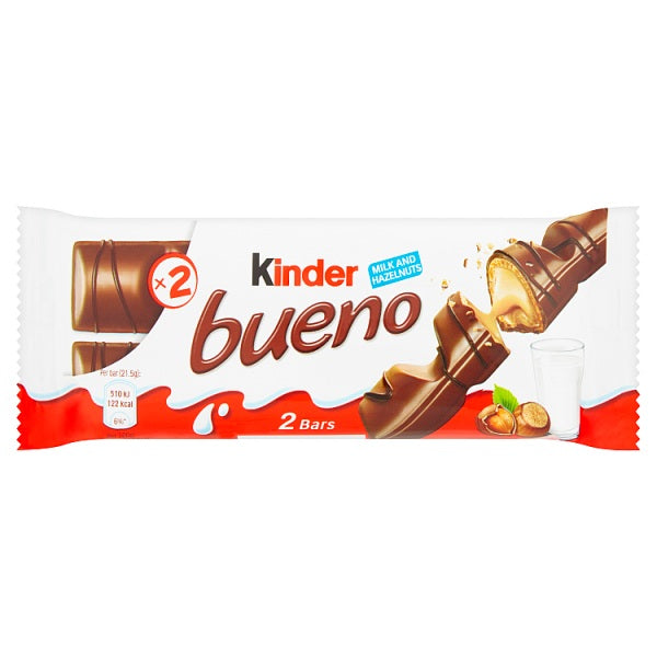 Kinder Bueno x 2 bars with milk and hazelnuts