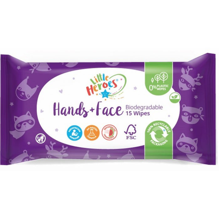 Little Heroes Biodegradable Hands + Face Wipes - 15